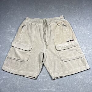 Vintage Fubu Shorts Mens Size XL Beige Cargo Shorts Pockets Y2K Drawstring